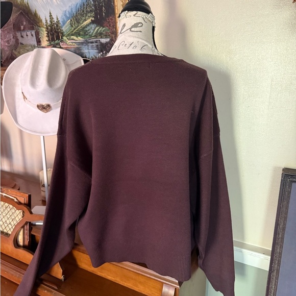 Brown Tweed Sweater with Horse Embroidery NWT - Picture 4 of 5